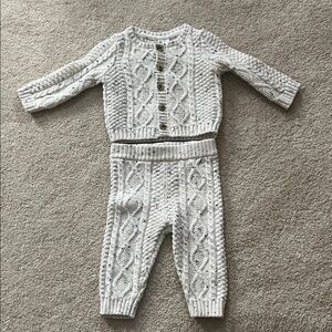 Janie and Jack Cream Knit Kids Set